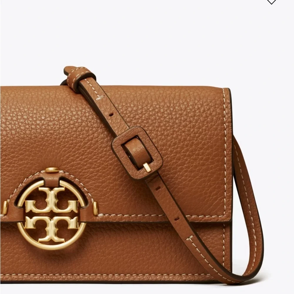 Tory Burch MILLER WALLET CROSSBODY bag Leather Clutch with Gold Accent